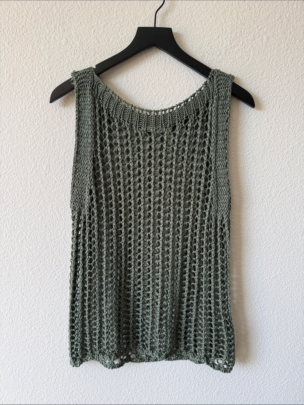 Olive Open-Knit Crochet Tank Top